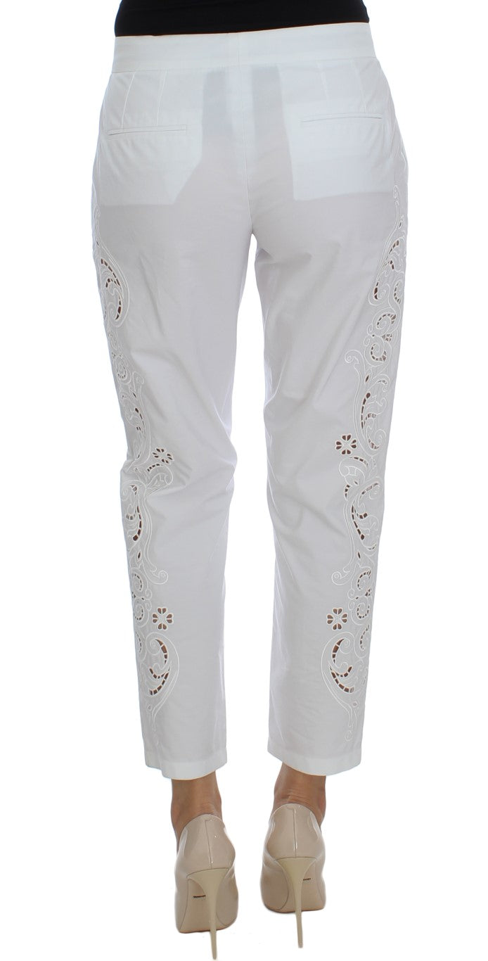 Elegante witte bloemen uitgesneden jurk broek