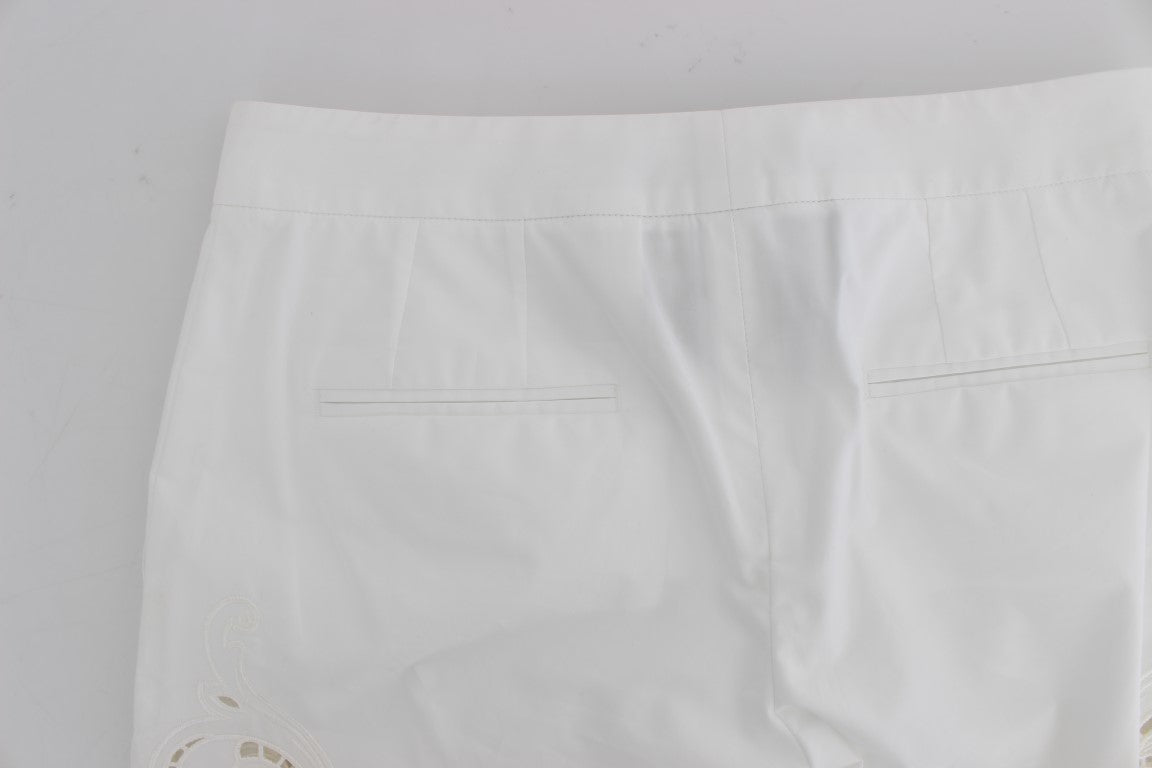 Elegante witte bloemen uitgesneden jurk broek