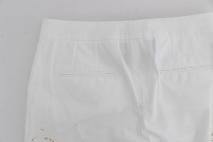 Pantalón de vestir elegante con recorte floral blanco