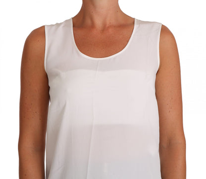 Elegante mouwloze witte zijden blousetop