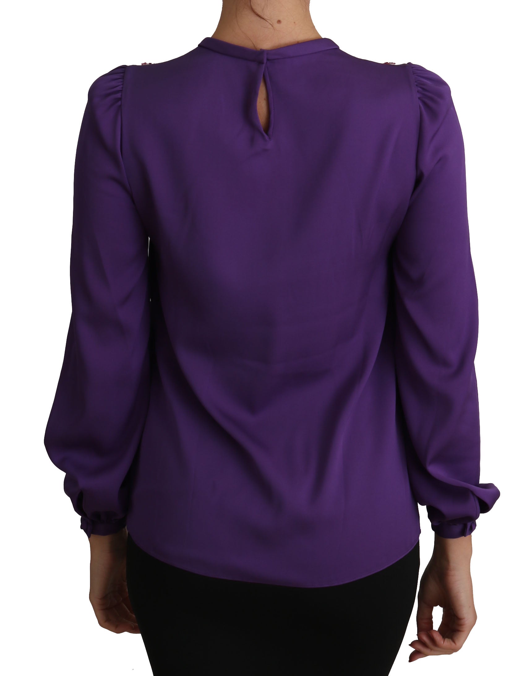 Blusa de cristal de seda morada encantada