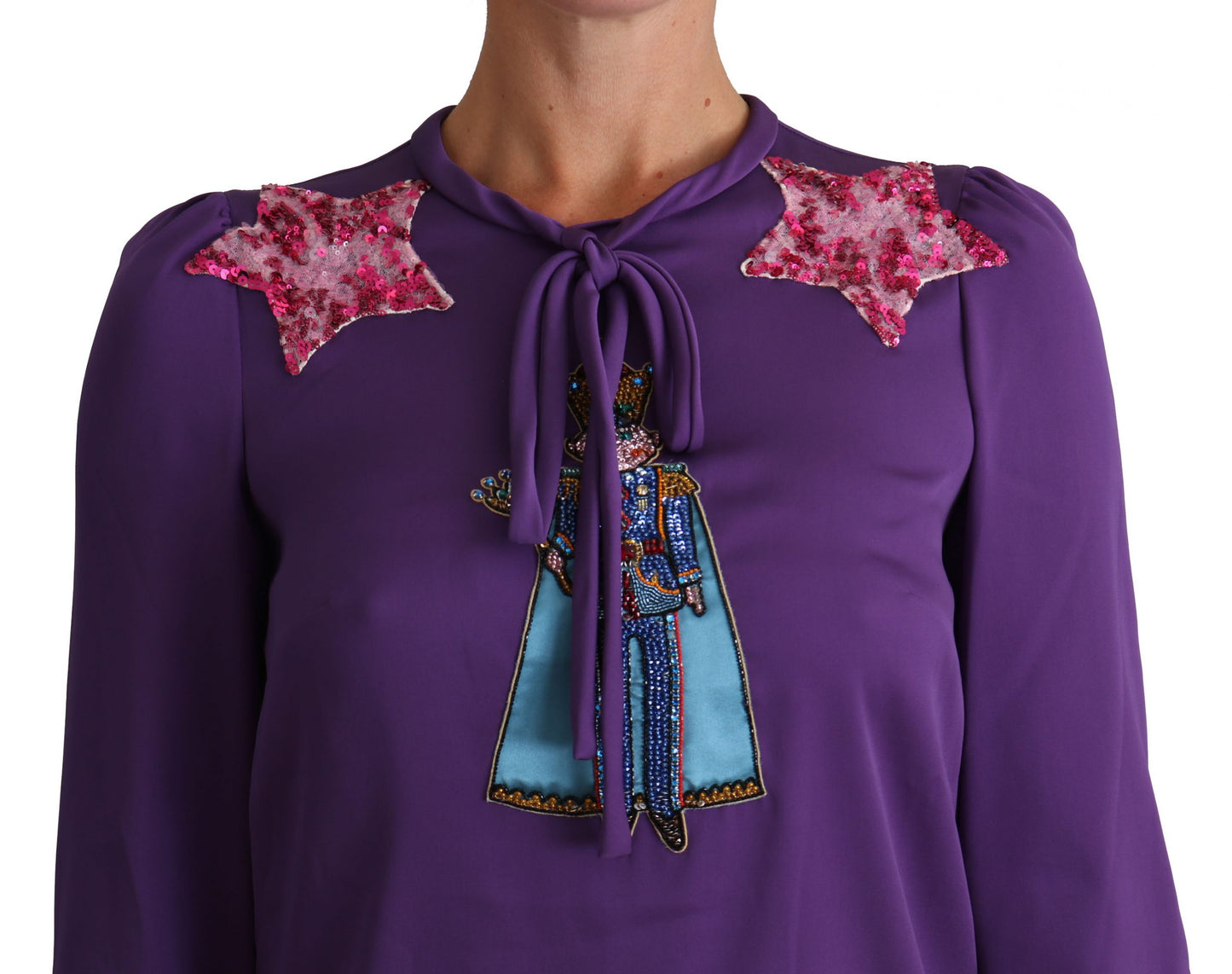 Blusa de cristal de seda morada encantada