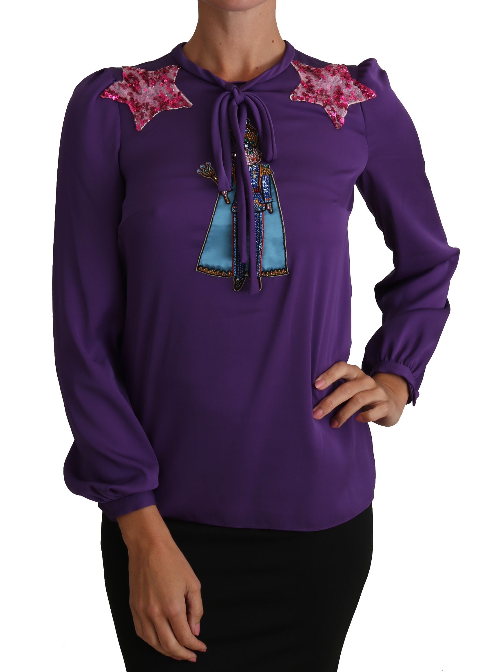 Blusa de cristal de seda morada encantada