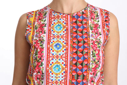 Tanktop van puur katoen met Carretto-print