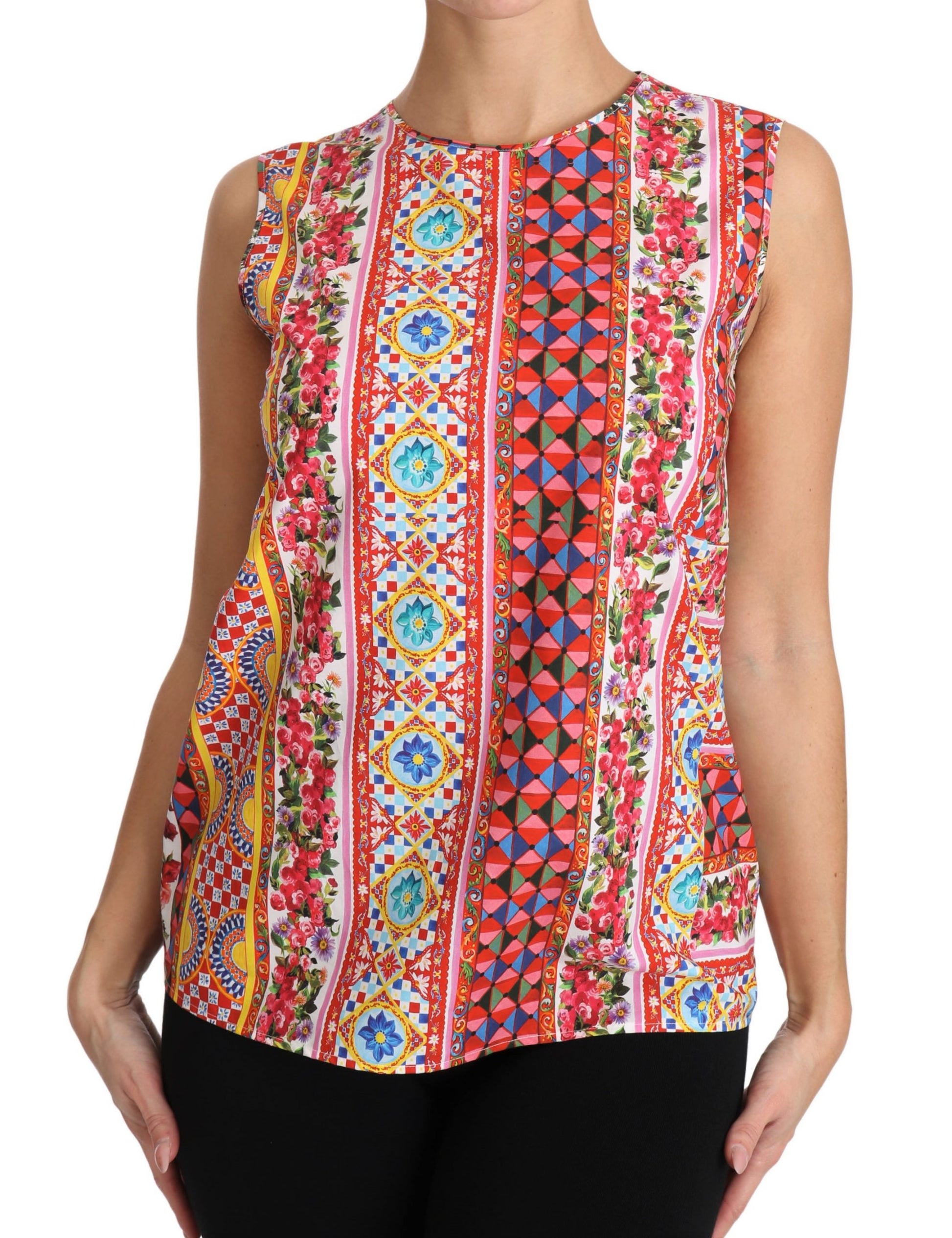 Carretto Print Pure Cotton Tank Top