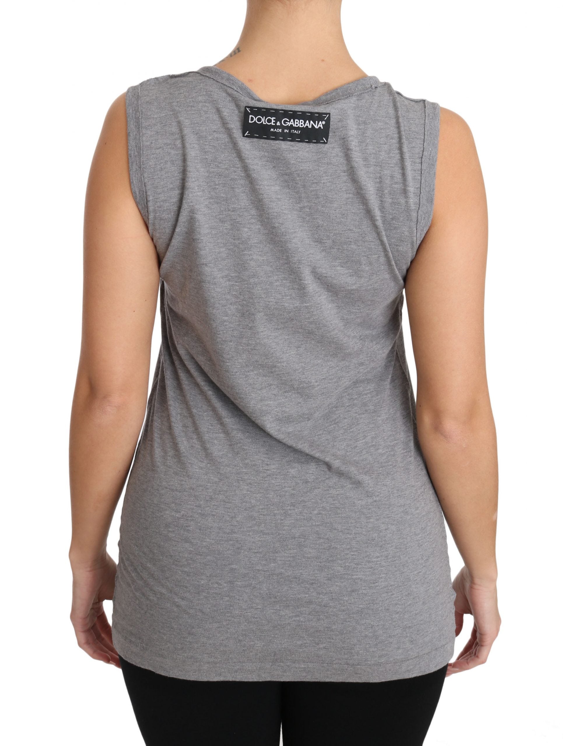 Sequined Heart Tank Top in Gray