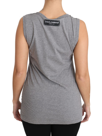 Hartvormige tanktop met lovertjes in grijs