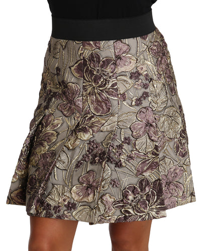 Elegante bloemen A-lijn jacquard rok