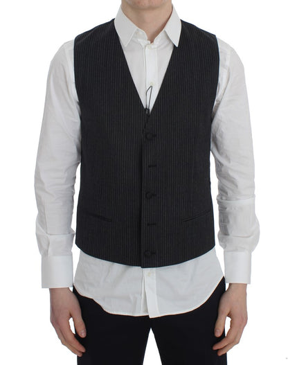 Elegant grijs gestreept wollen vest