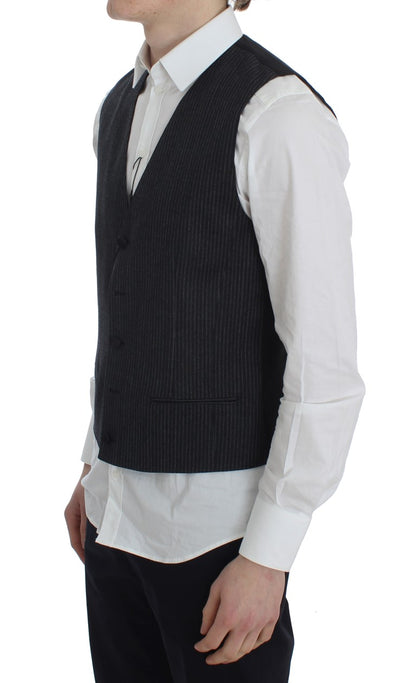 Elegant grijs gestreept wollen vest