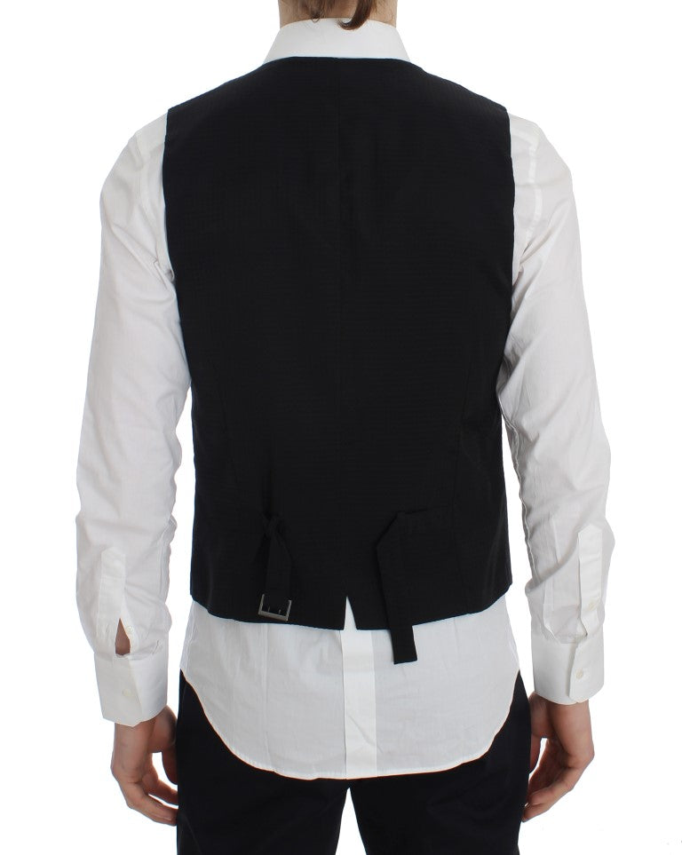 Elegant grijs gestreept wollen vest