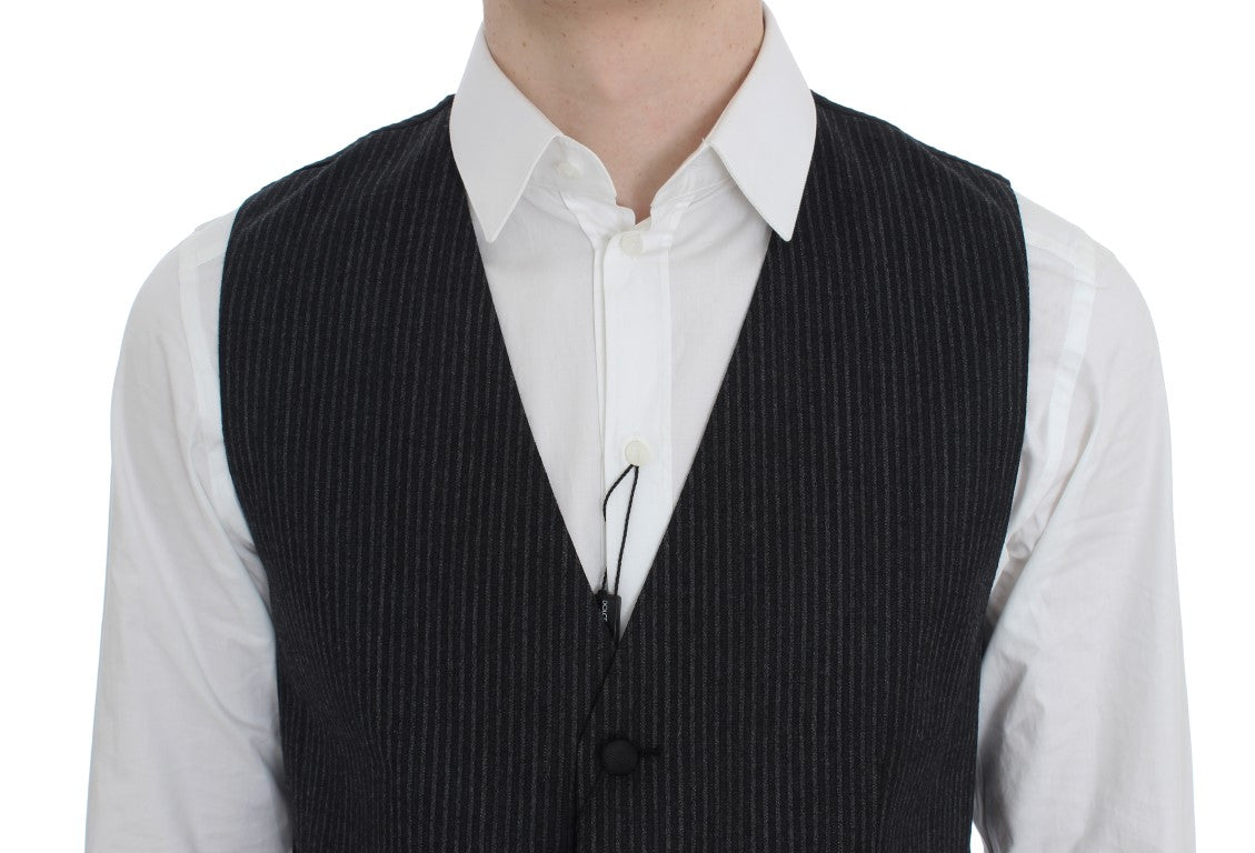 Elegant grijs gestreept wollen vest