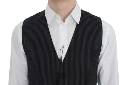 Elegant grijs gestreept wollen vest