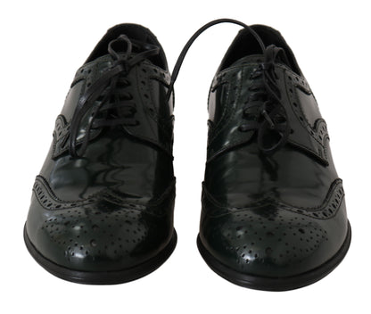 Zapatos planos Oxford Wingtip elegantes en color verde