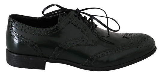 Zapatos planos Oxford Wingtip elegantes en color verde