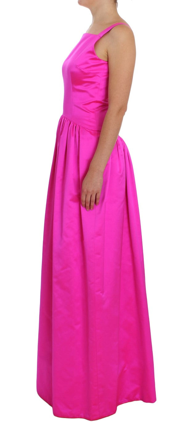 Vestido tubo rosa elegante de seda de longitud completa