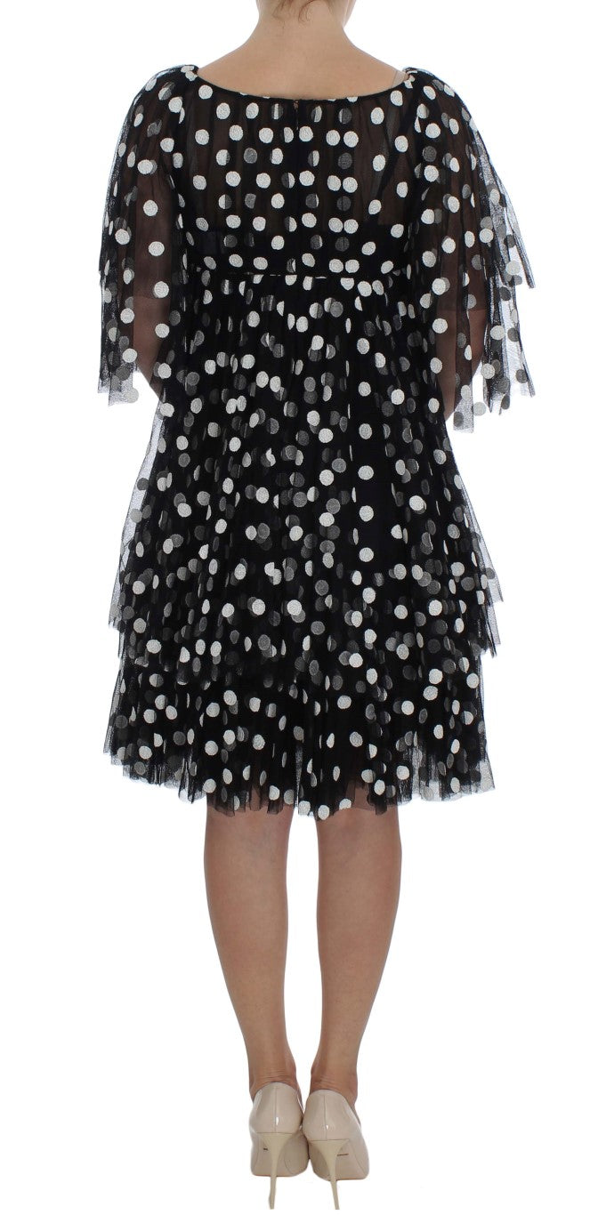 Elegant Polka Dotted Ruffled Dress