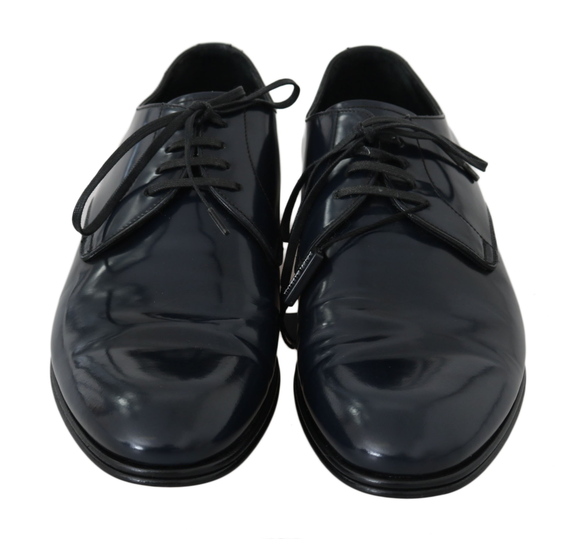 Elegantes zapatos de vestir Derby de cuero azul oscuro