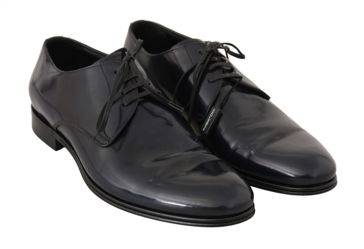 Elegantes zapatos de vestir Derby de cuero azul oscuro