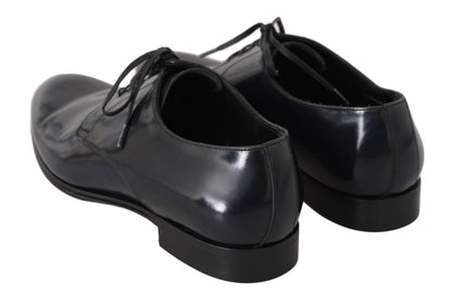 Elegantes zapatos de vestir Derby de cuero azul oscuro