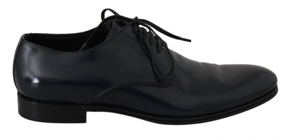 Elegantes zapatos de vestir Derby de cuero azul oscuro