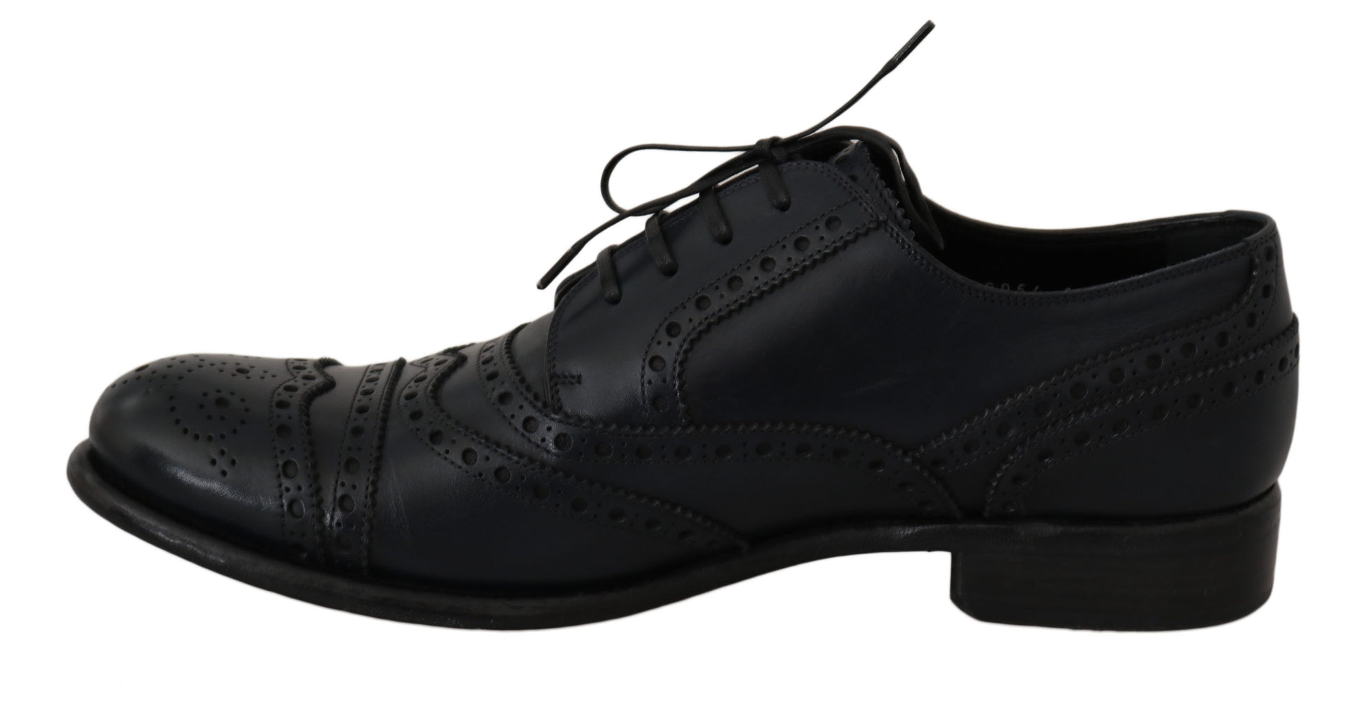 Elegantes zapatos derby con punta de ala de cuero azul