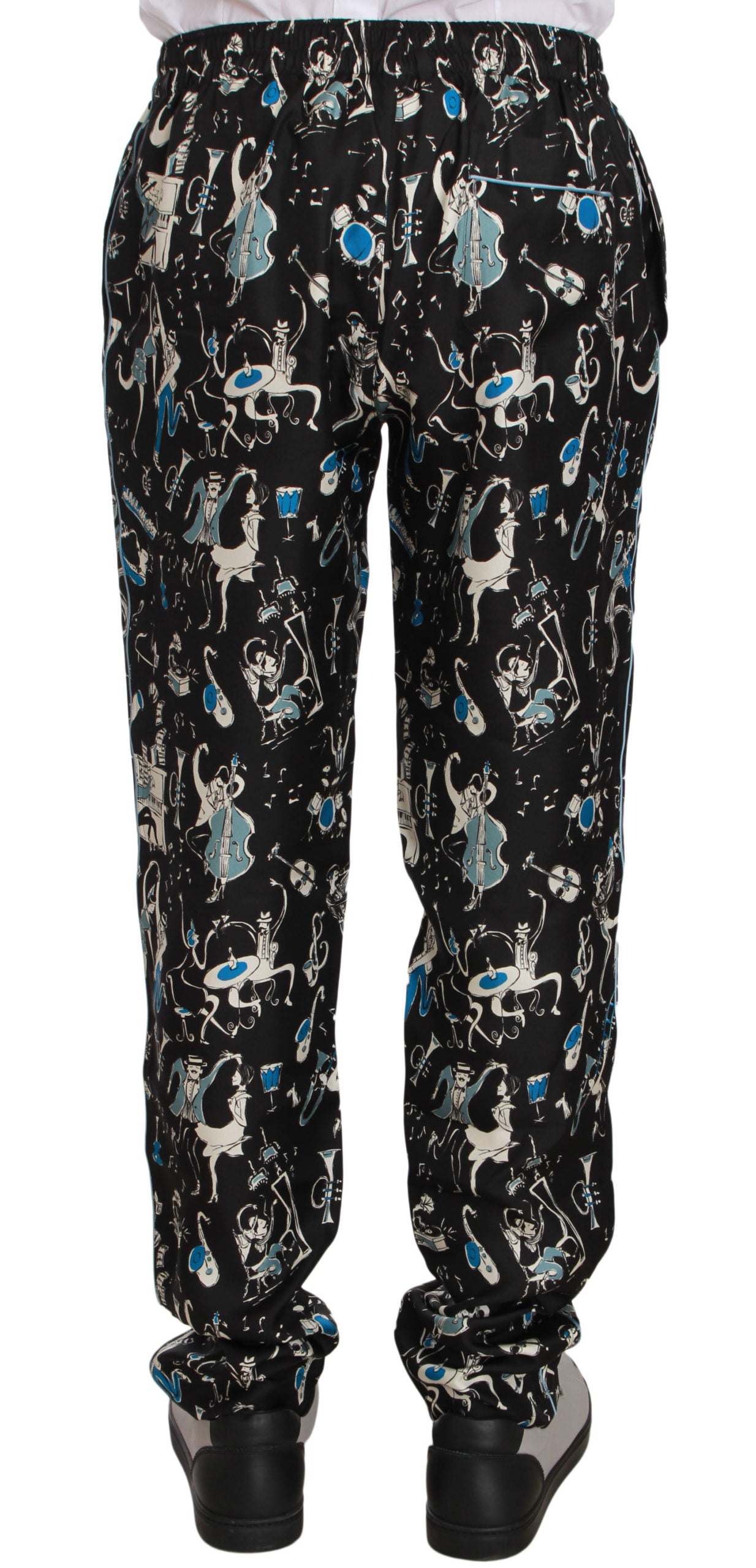 Elegante zijden loungebroek met unieke print