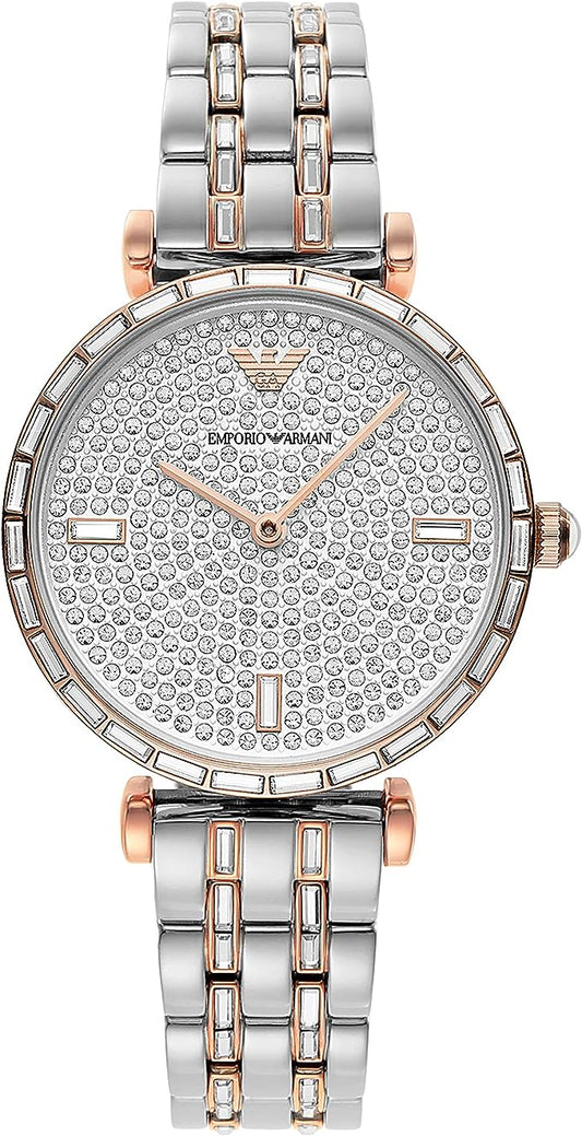 Elegant tweekleurig kristallen Pave-horloge