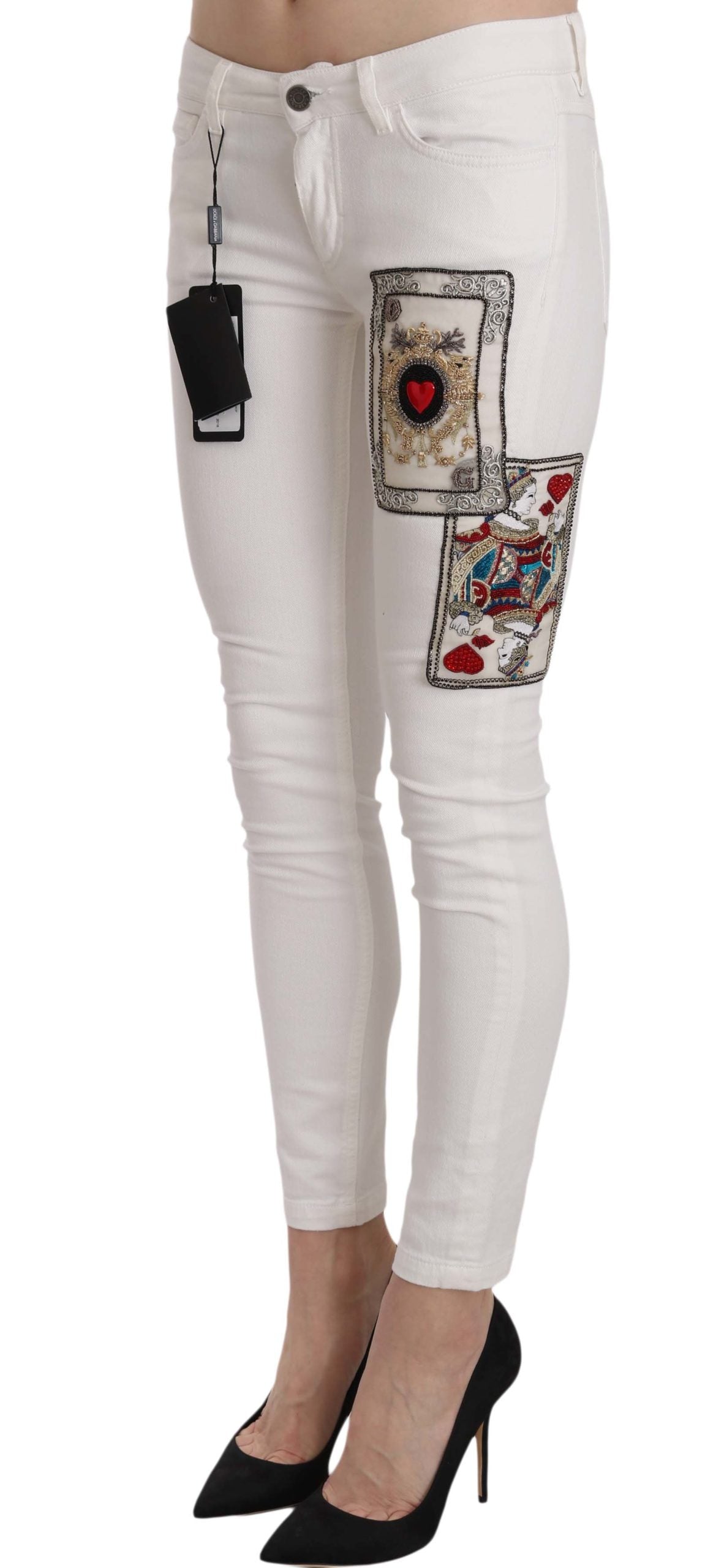 Queen Of Hearts verfraaide skinny broek