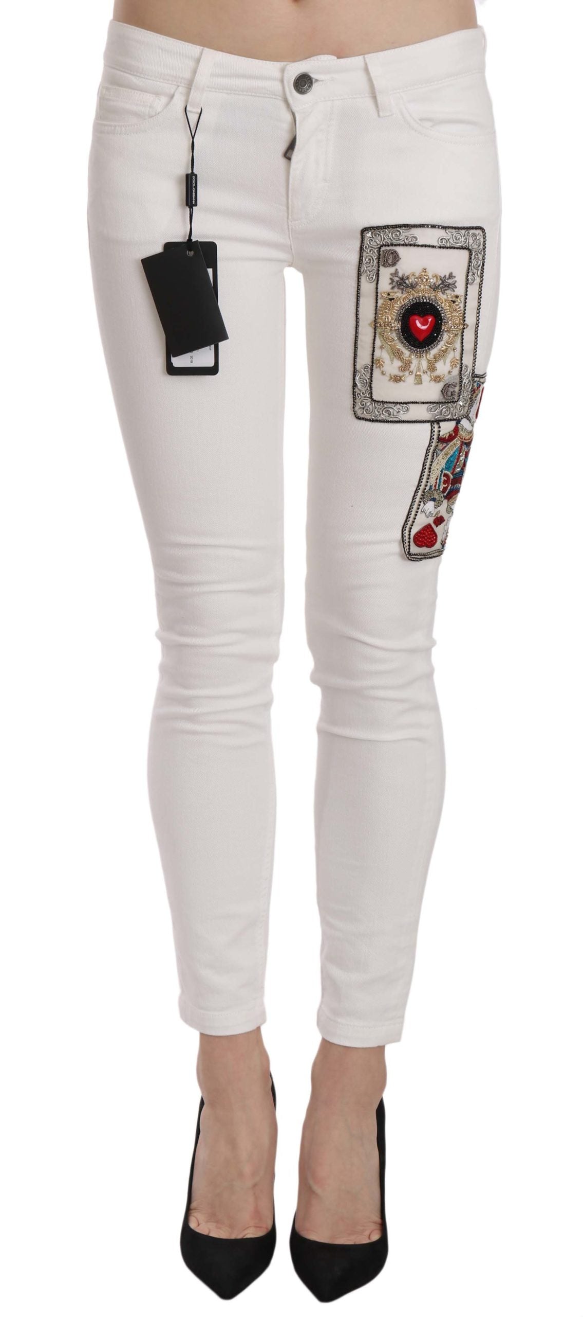 Queen Of Hearts verfraaide skinny broek