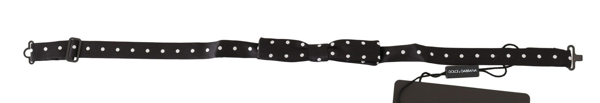 Elegant Black Polka Dot Silk Bow Tie