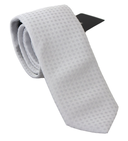 Elegante corbata de cuello en mezcla de seda con estampado blanco