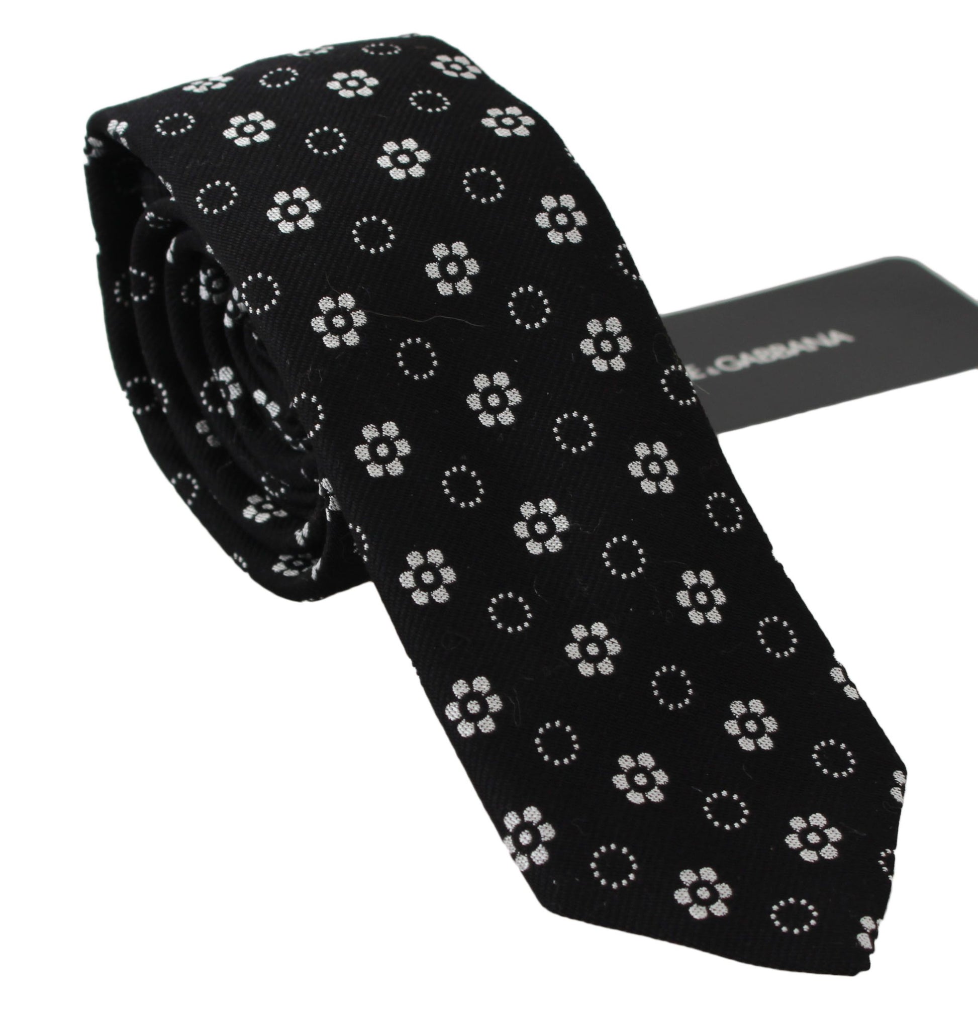 Corbata de seda floral negra elegante