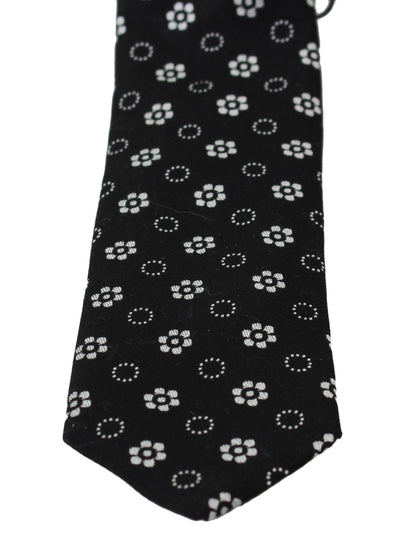 Corbata de seda floral negra elegante