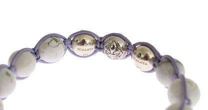 Elegant Silver Purple CZ & Howlite Bracelet