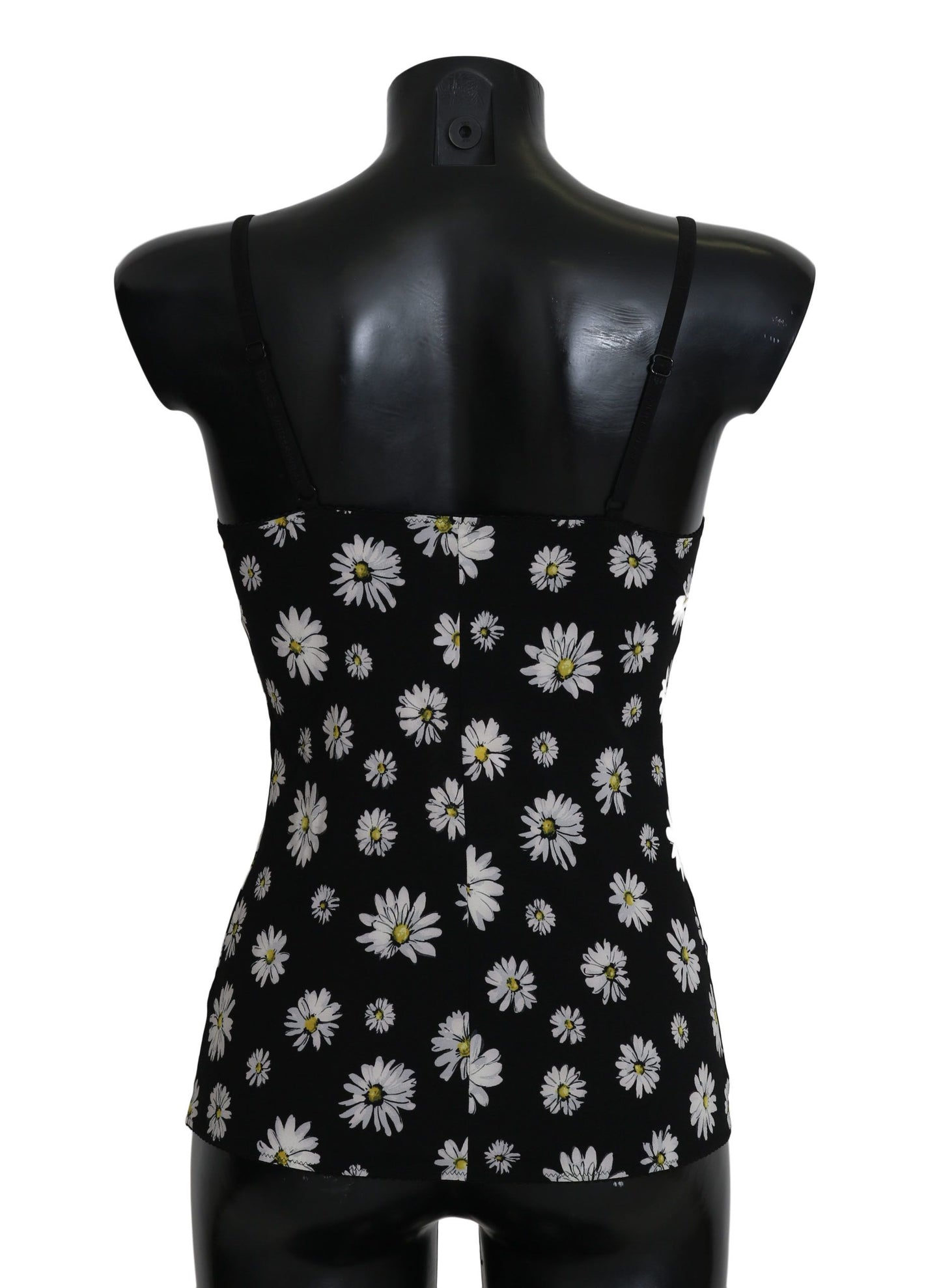 Elegante vestido camisero de encaje floral con margaritas negras