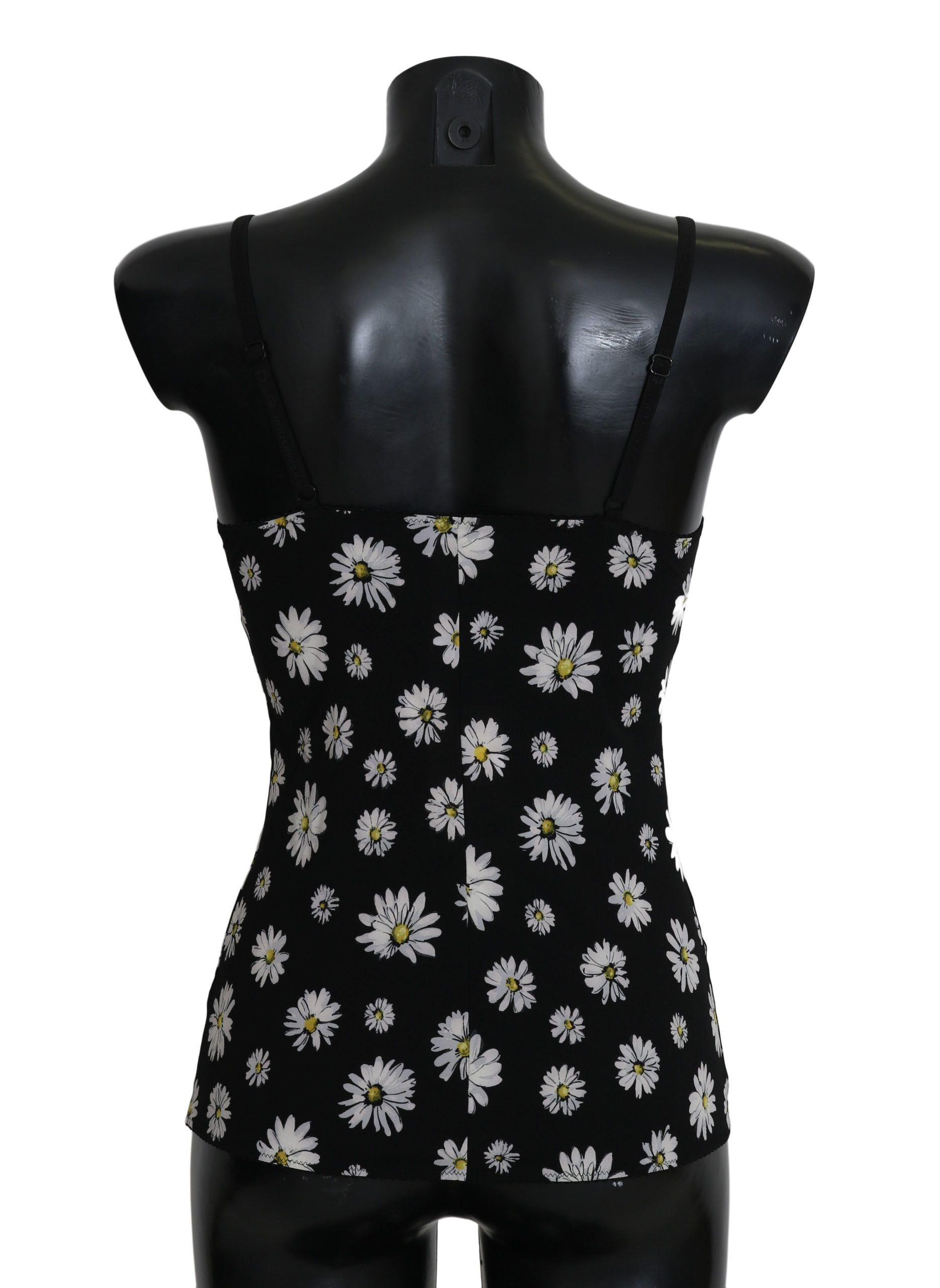 Elegante zwarte madeliefje bloemen kanten chemise-jurk