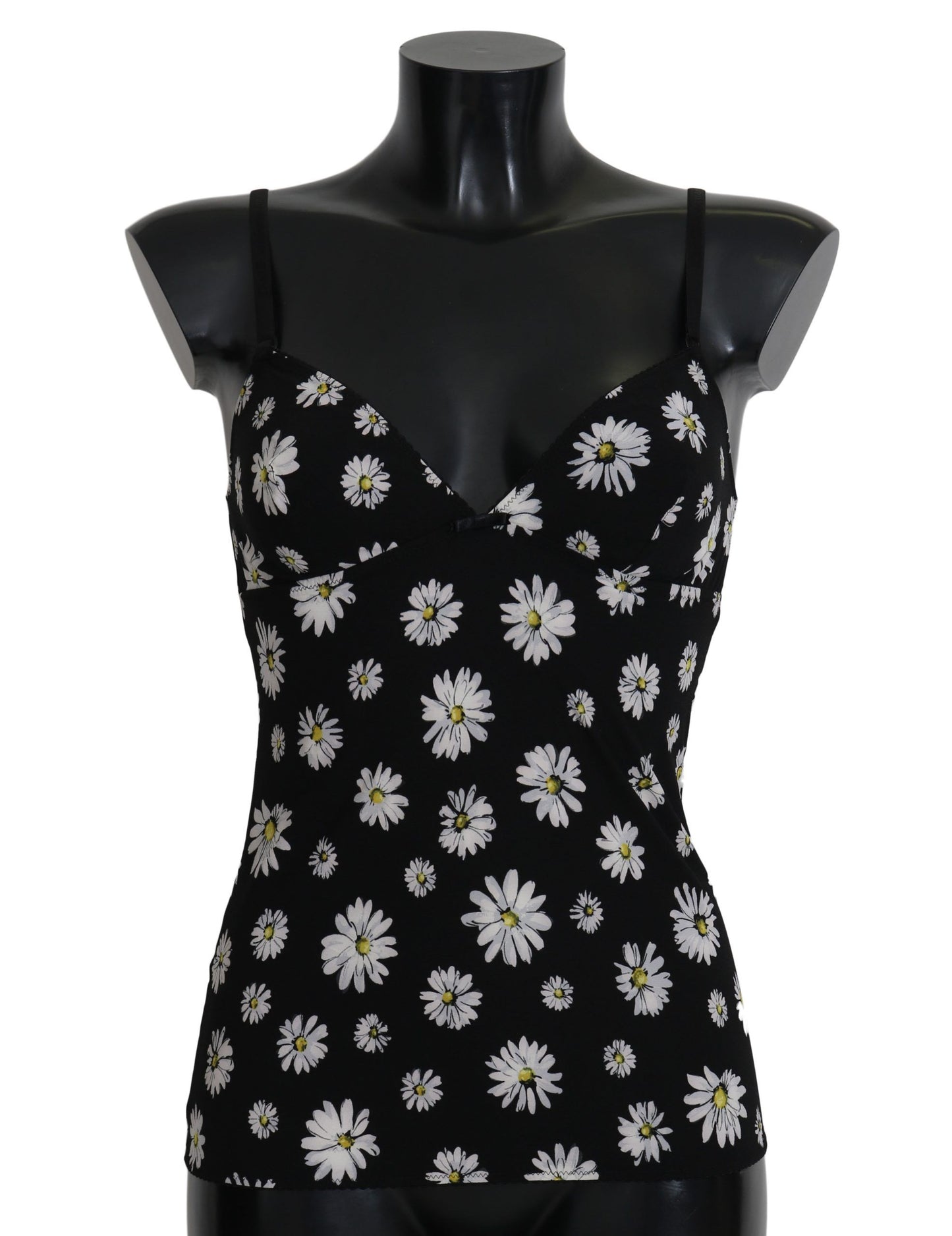 Elegante vestido camisero de encaje floral con margaritas negras