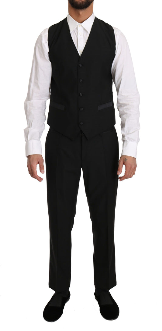 Elegante chaleco formal negro de corte entallado