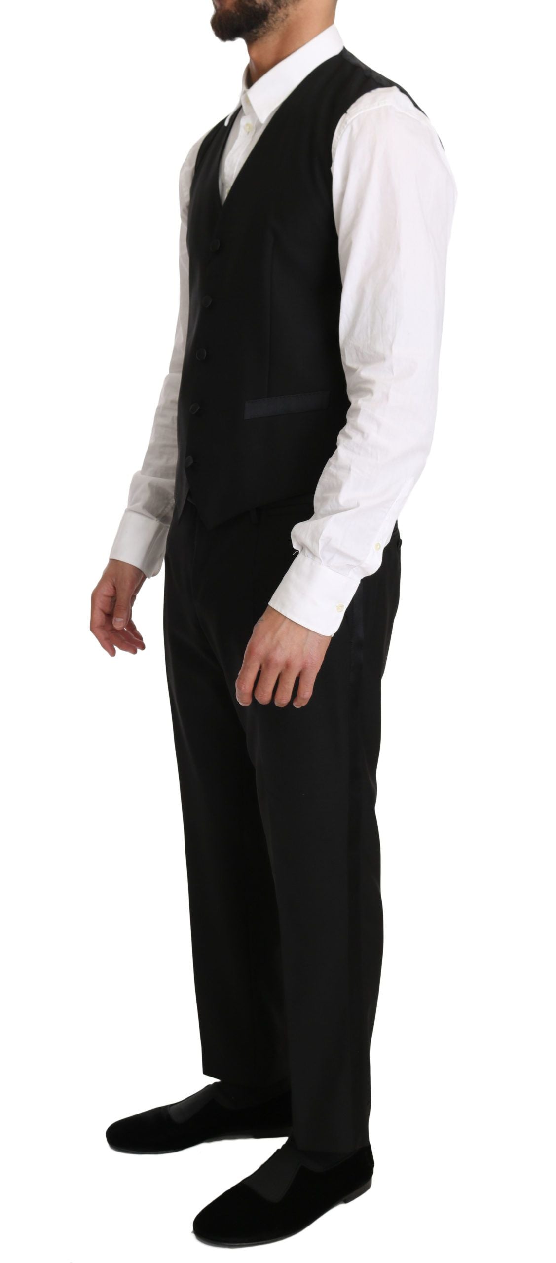 Sleek Black Slim Fit Formal Vest