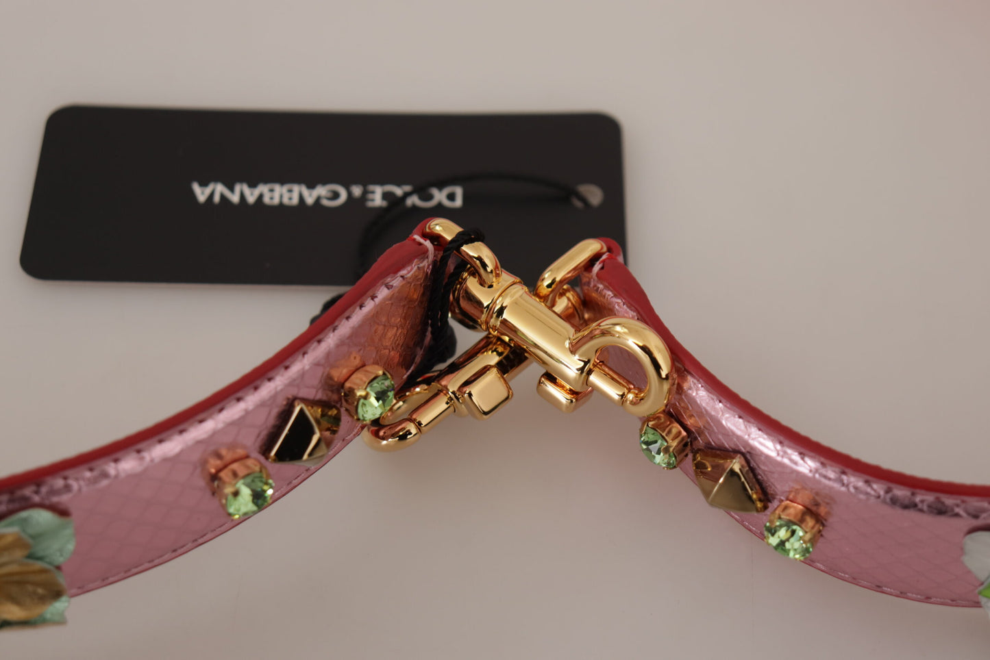 Elegant Metallic Pink Leather Shoulder Strap