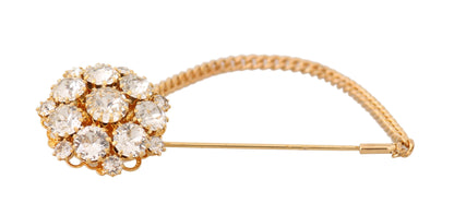 Exquisite Crystal-Embellished Gold Brooch