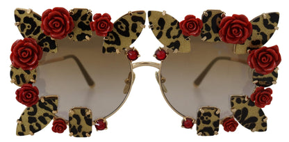 Elegant Round Rose-Embellished Sunglasses