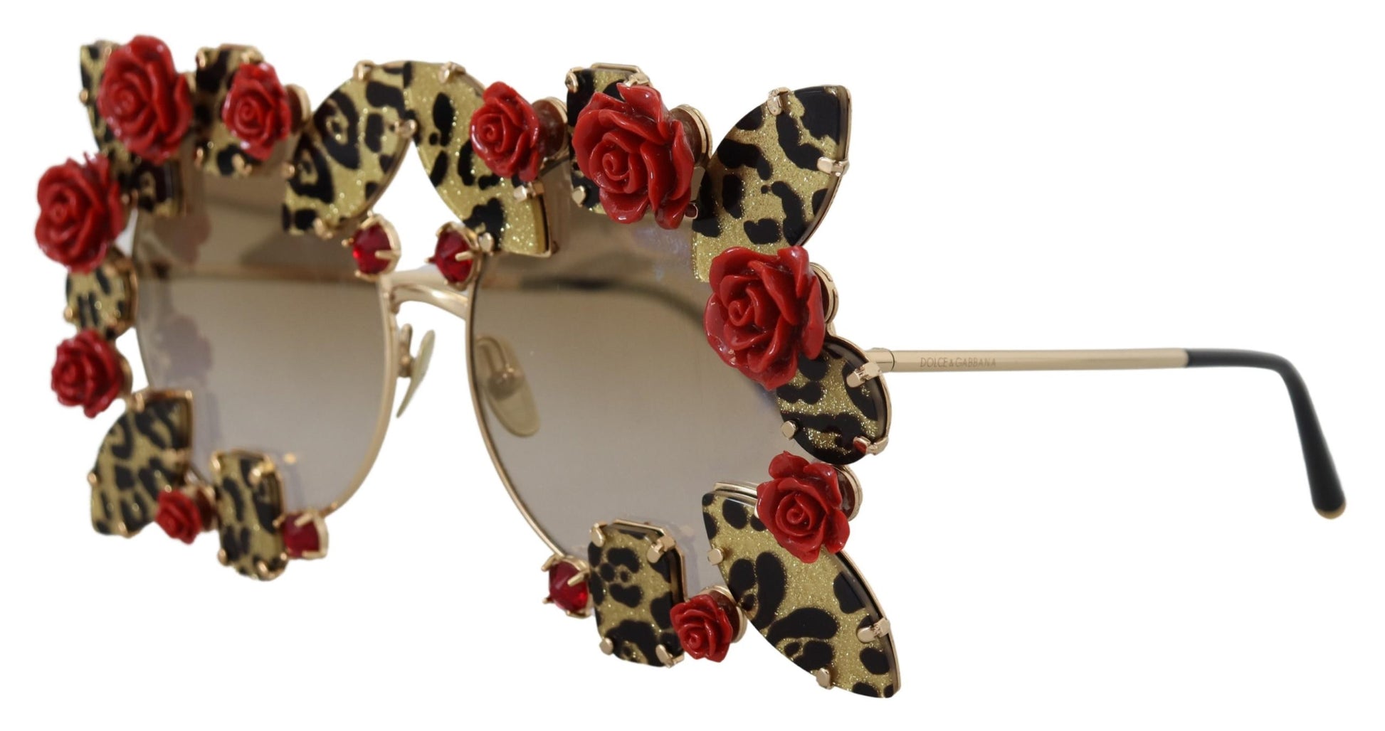 Elegantes gafas de sol redondas adornadas con rosas