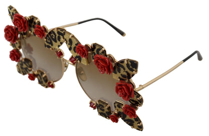 Elegantes gafas de sol redondas adornadas con rosas