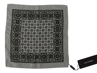 Elegant Grey Silk Square Scarf for Men