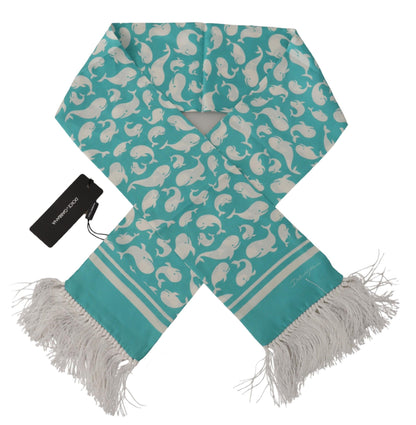 Elegant Teal Blue Silk Men's Scarf