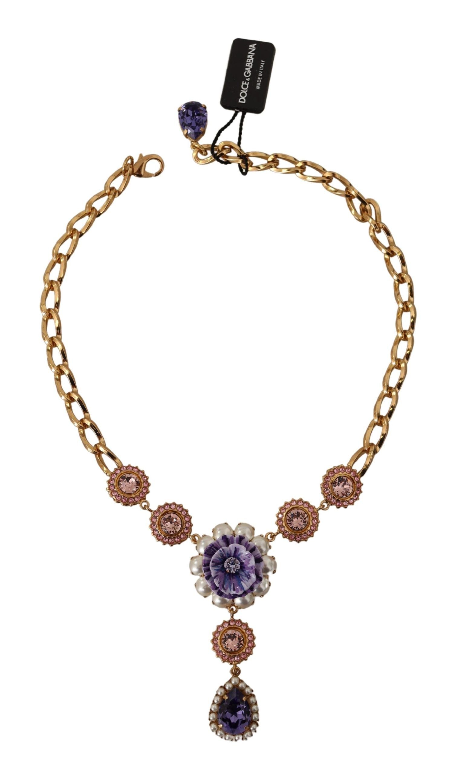 Elegante bloemenkristallen statement ketting