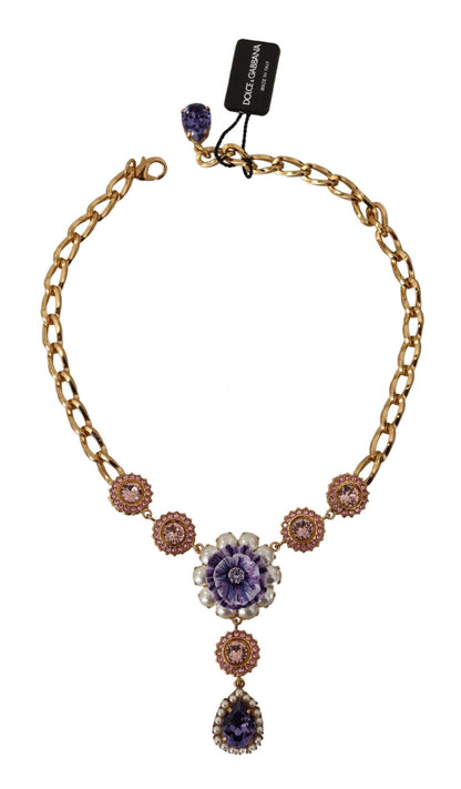 Elegante bloemenkristallen statement ketting