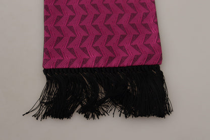 Magenta geometrische patroon sjaal Fringe zijden sjaal